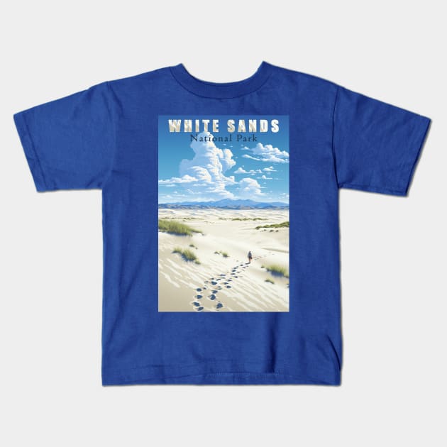 White Sands National Park  Travel Poster Kids T-Shirt by GreenMary Design